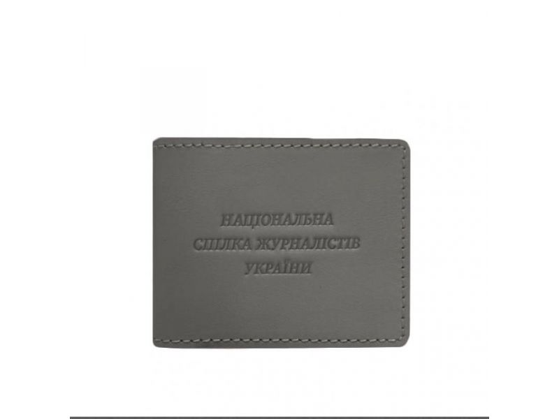 Кожаная обложка для удостоверения журналиста Серая, фото 5