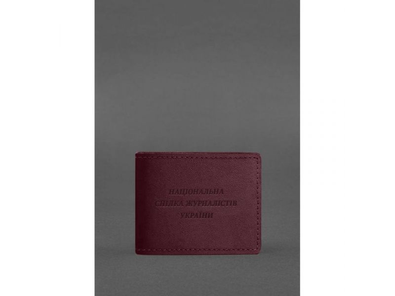 Кожаная обложка для удостоверения журналиста бордовая Crazy Horse, фото 1