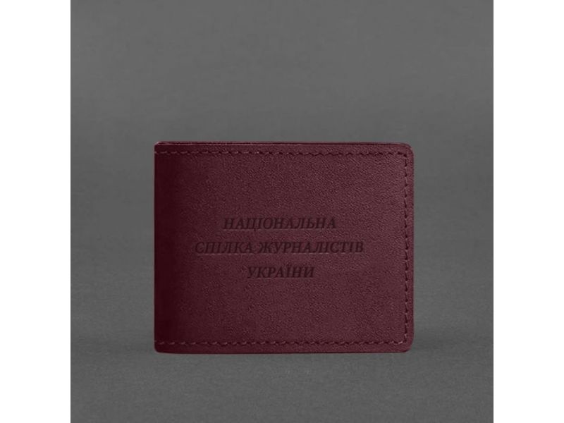 Кожаная обложка для удостоверения журналиста бордовая Crazy Horse, фото 4