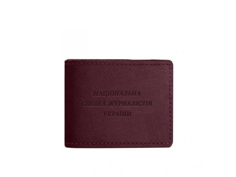 Кожаная обложка для удостоверения журналиста бордовая Crazy Horse, фото 5