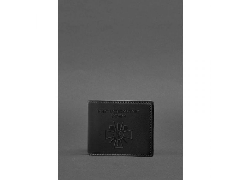 Кожаная обложка для удостоверения министерства обороны Черная, фото 1