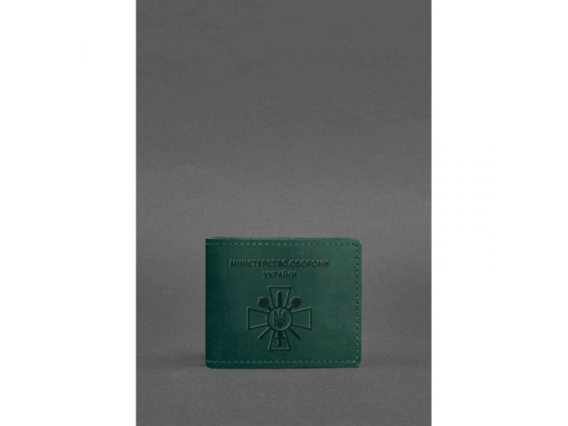 Кожаная обложка для удостоверения министерства обороны зеленая Crazy Horse, фото 1