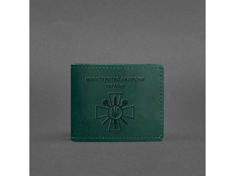 Кожаная обложка для удостоверения министерства обороны зеленая Crazy Horse, фото 4