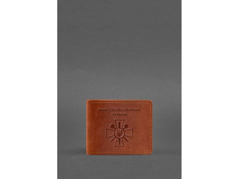 Кожаная обложка для удостоверения министерства обороны светло-коричневая Crazy Horse, фото 2