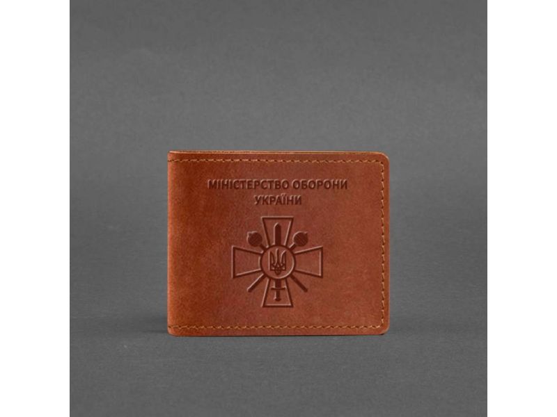 Кожаная обложка для удостоверения министерства обороны светло-коричневая Crazy Horse, фото 5