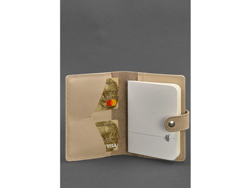 Кожаная обложка для паспорта 3.0 светло-бежевая, фото 3