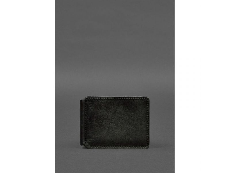 Кожаное портмоне 13.0 зажим черное краст, фото 1