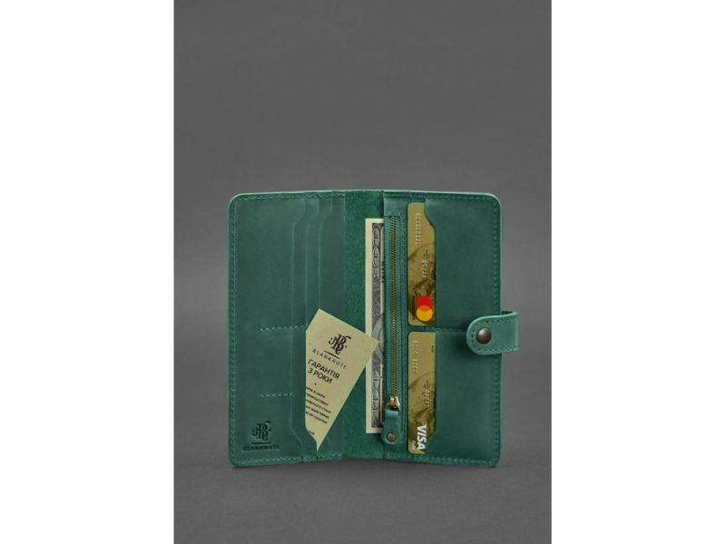 Кожаное портмоне 7.0 зеленый Crazy Horse, фото 2