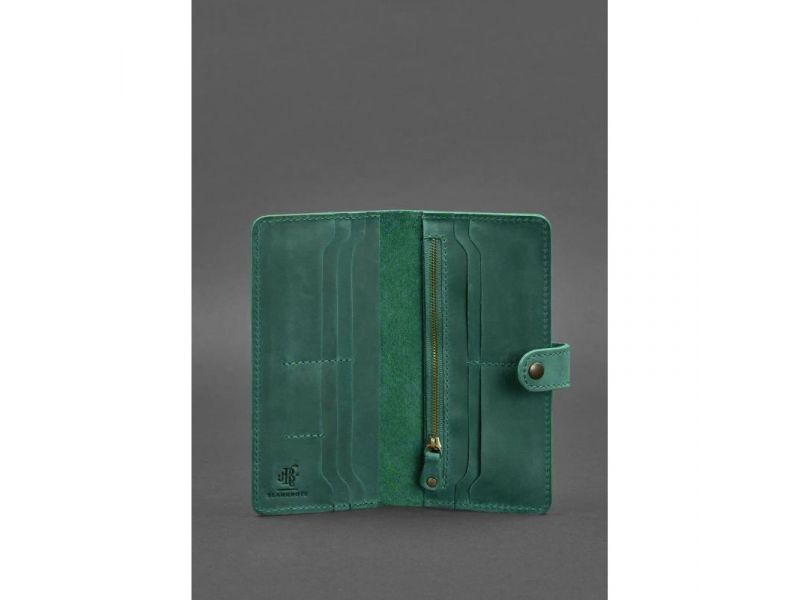 Кожаное портмоне 7.0 зеленый Crazy Horse, фото 3