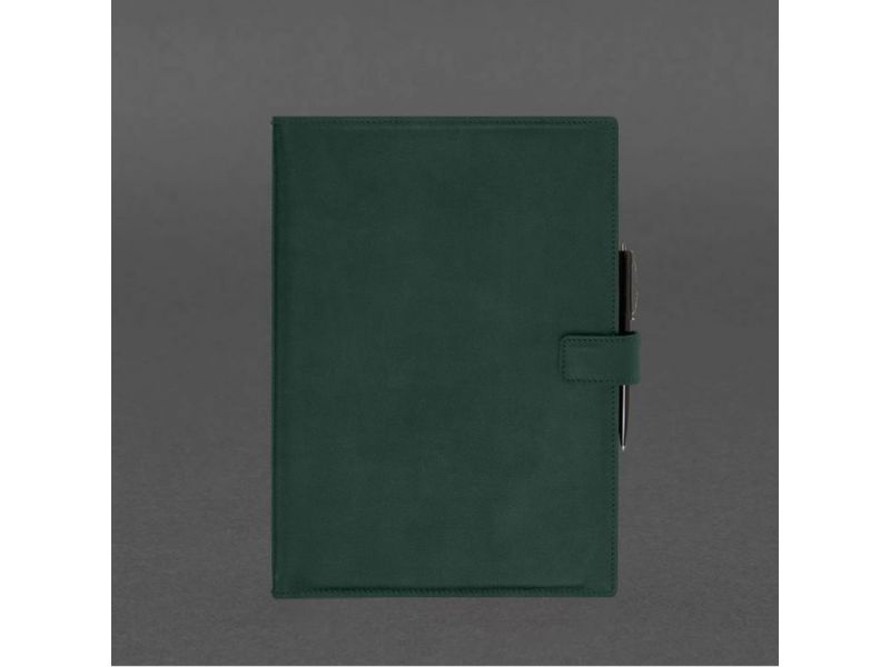 Кожаный блокнот А4 (софт-бук) 9.2 зеленый Crazy Horse, фото 6