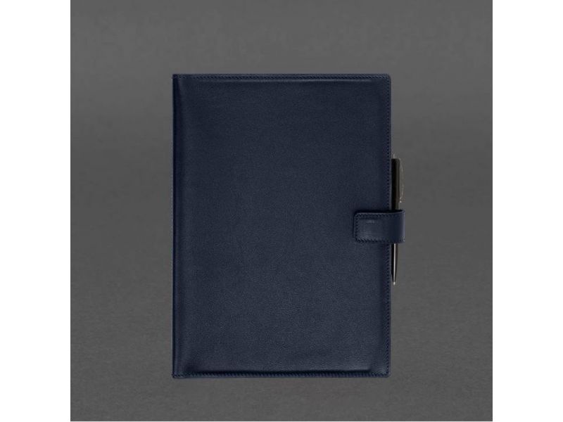 Кожаный блокнот А4 (софт-бук) 9.2 синий Краст, фото 6