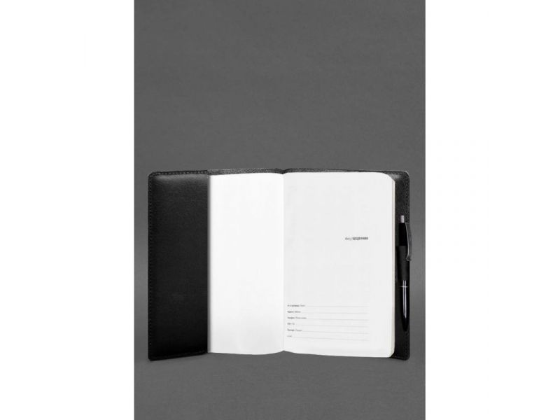 Кожаный блокнот А5 (софт-бук) 9.3 черный краст, фото 2