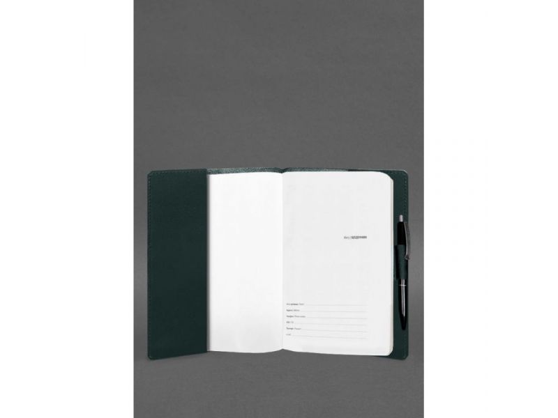 Кожаный блокнот А5 (софт-бук) 9.3 зеленый Crazy Horse, фото 2