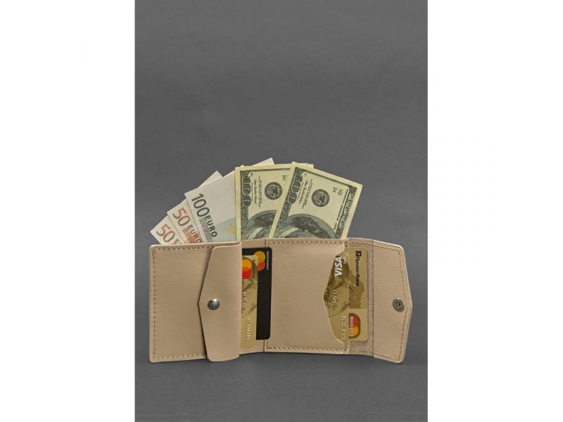 Женский кожаный кошелек 2.1 светло-бежевый, фото 2