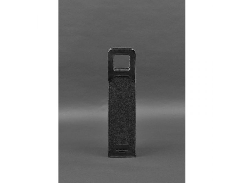 Чехол для вина 1.0 из фетра с кожаными вставками черный Crazy Horse, фото 1