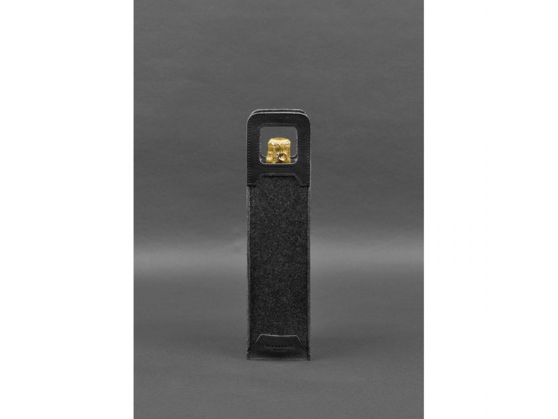 Чехол для вина 1.0 из фетра с кожаными вставками черный Crazy Horse, фото 4