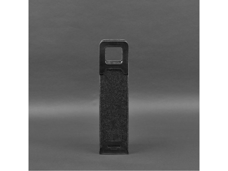 Чехол для вина 1.0 из фетра с кожаными вставками черный Crazy Horse, фото 5