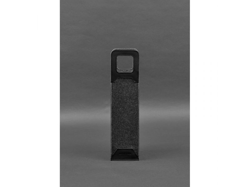 Чехол для вина 1.0 из фетра с кожаными вставками черный Краст, фото 1