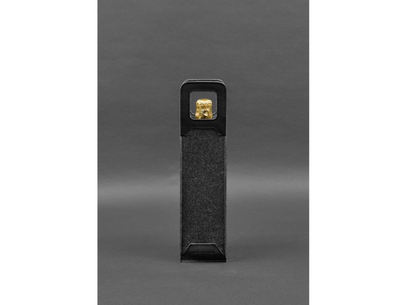 Чехол для вина 1.0 из фетра с кожаными вставками черный Краст, фото 4