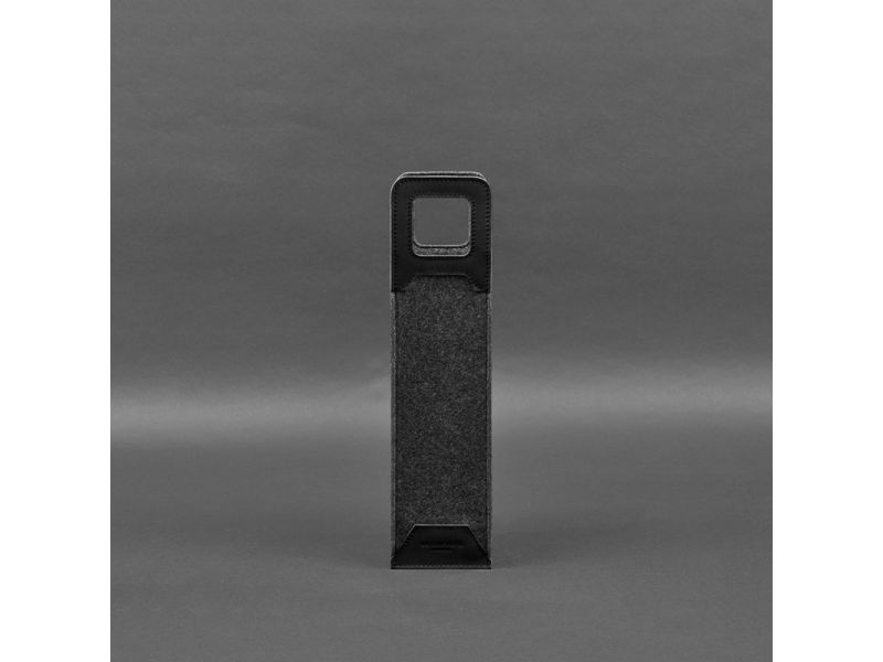 Чехол для вина 1.0 из фетра с кожаными вставками черный Краст, фото 5