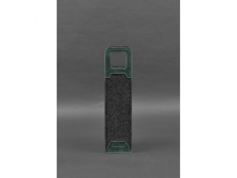 Чехол для вина 1.0 из фетра с кожаными вставками зеленый Crazy Horse, фото 1