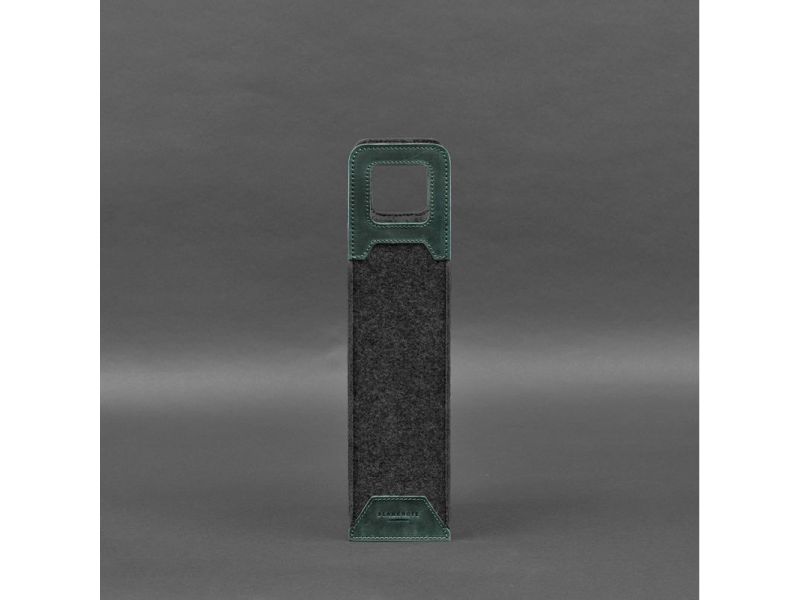 Чехол для вина 1.0 из фетра с кожаными вставками зеленый Crazy Horse, фото 5