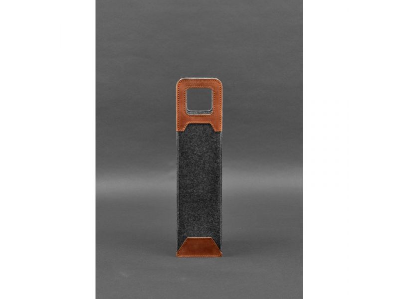 Чехол для вина 1.0 из фетра с кожаными вставками светло-коричневый Crazy Horse, фото 1