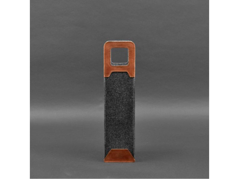 Чехол для вина 1.0 из фетра с кожаными вставками светло-коричневый Crazy Horse, фото 5