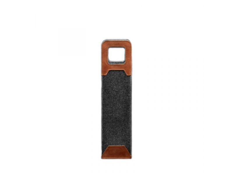 Чехол для вина 1.0 из фетра с кожаными вставками светло-коричневый Crazy Horse, фото 6