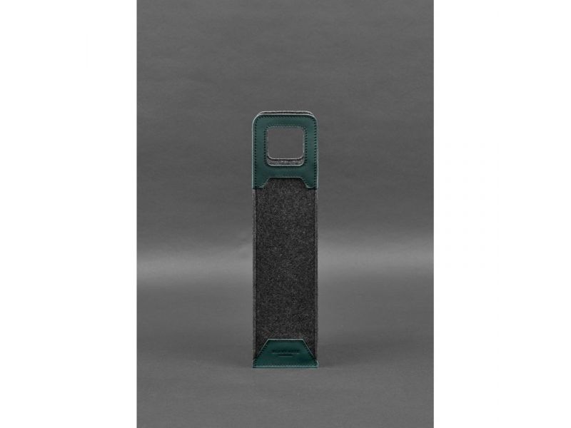 Чехол для вина 1.0 из фетра с кожаными вставками зеленый Краст, фото 1