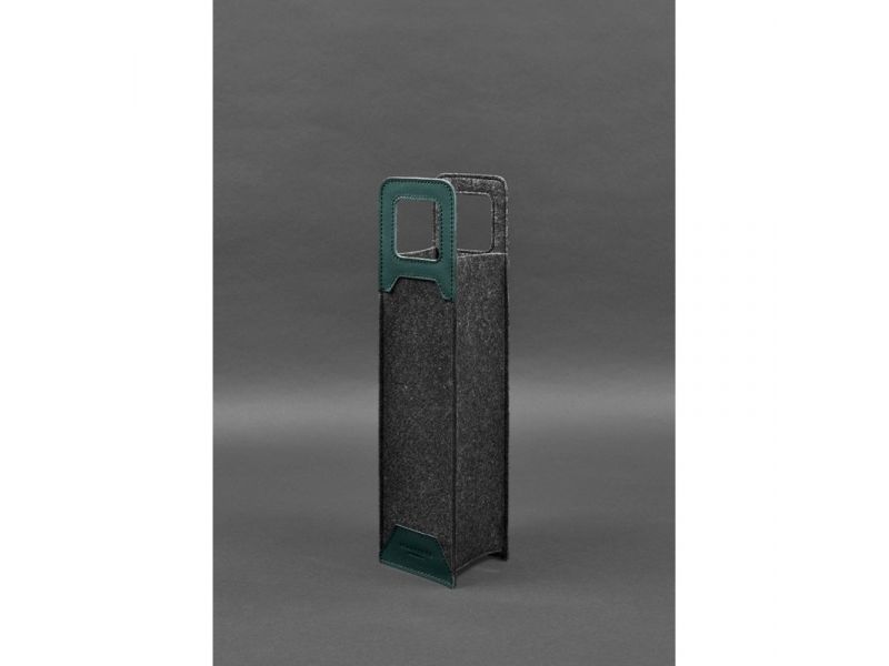 Чехол для вина 1.0 из фетра с кожаными вставками зеленый Краст, фото 3