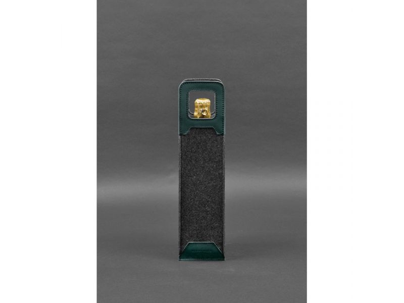 Чехол для вина 1.0 из фетра с кожаными вставками зеленый Краст, фото 4