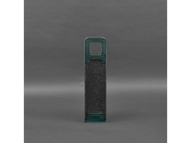 Чехол для вина 1.0 из фетра с кожаными вставками зеленый Краст, фото 5