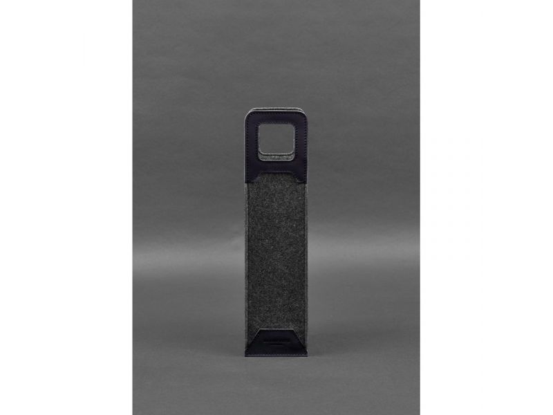 Чехол для вина 1.0 из фетра с кожаными вставками синий Краст, фото 1