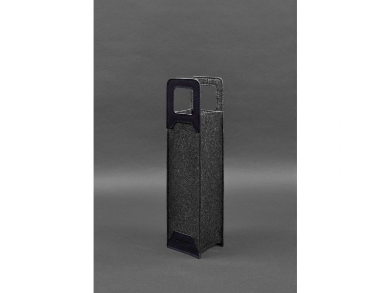 Чехол для вина 1.0 из фетра с кожаными вставками синий Краст, фото 3