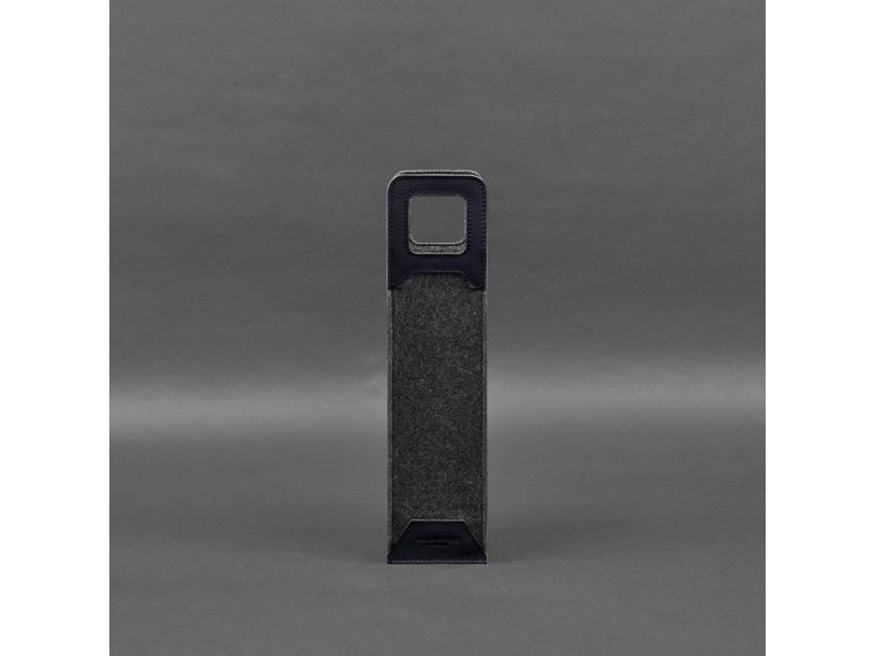 Чехол для вина 1.0 из фетра с кожаными вставками синий Краст, фото 5