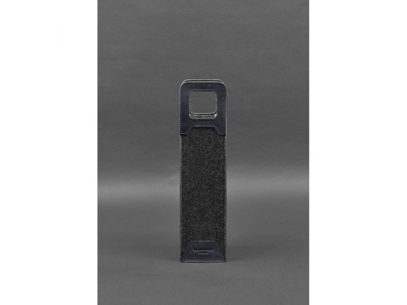 Чехол для вина 1.0 из фетра с кожаными вставками синий Crazy Horse, фото 1