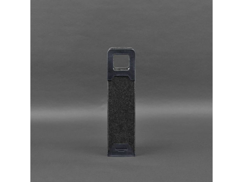 Чехол для вина 1.0 из фетра с кожаными вставками синий Crazy Horse, фото 5