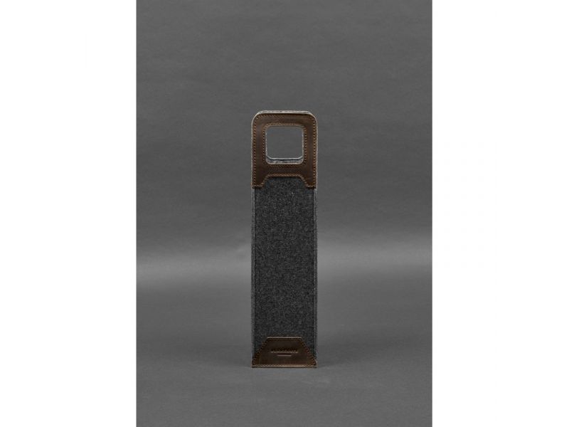 Чехол для вина 1.0 из фетра с кожаными вставками темно-коричневый Crazy Horse, фото 1