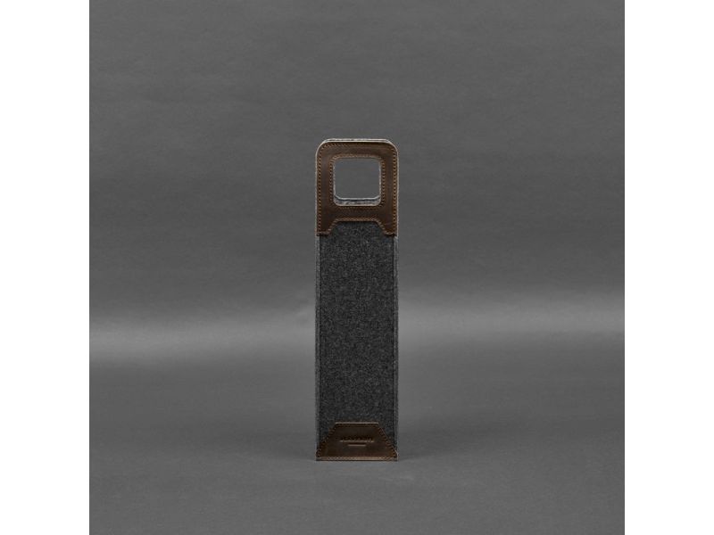 Чехол для вина 1.0 из фетра с кожаными вставками темно-коричневый Crazy Horse, фото 5