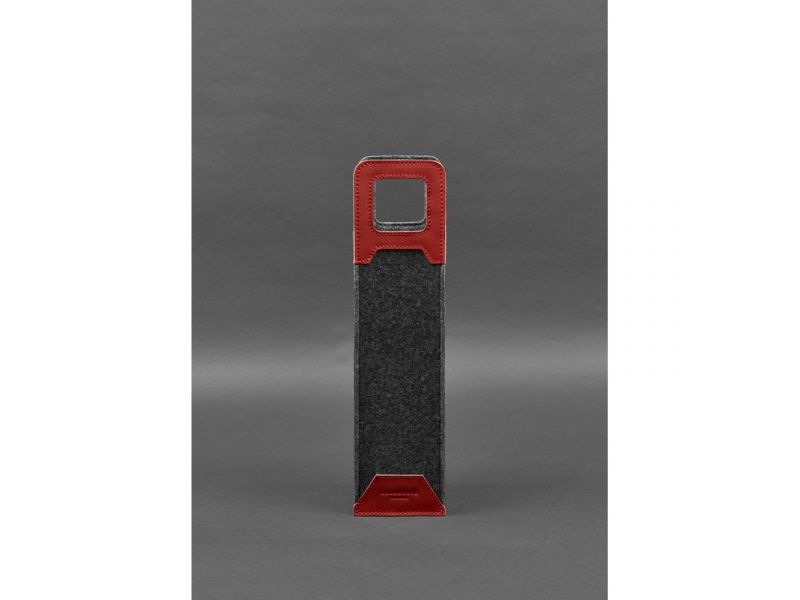 Чехол для вина 1.0 из фетра с кожаными вставками красный Краст, фото 1