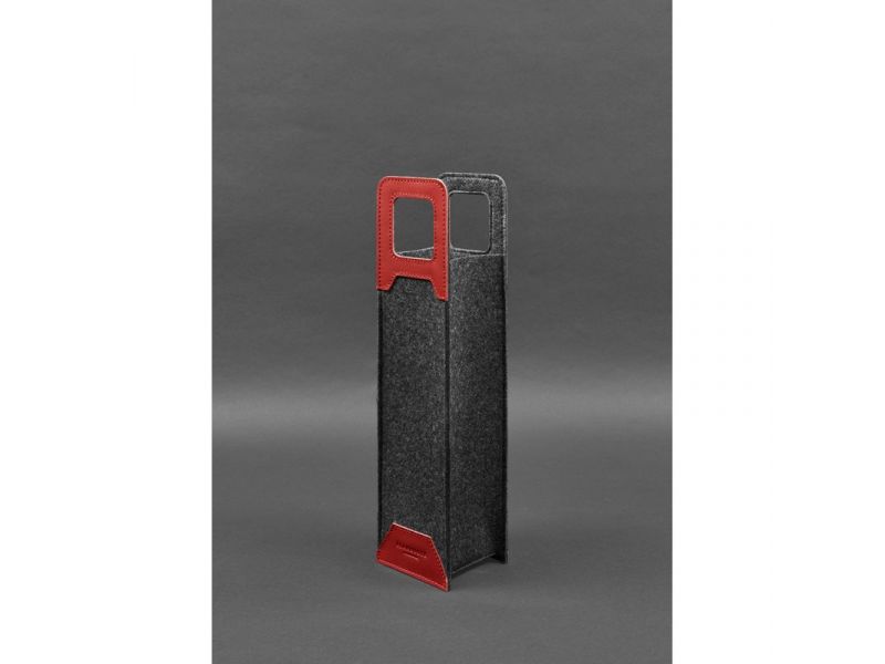 Чехол для вина 1.0 из фетра с кожаными вставками красный Краст, фото 3