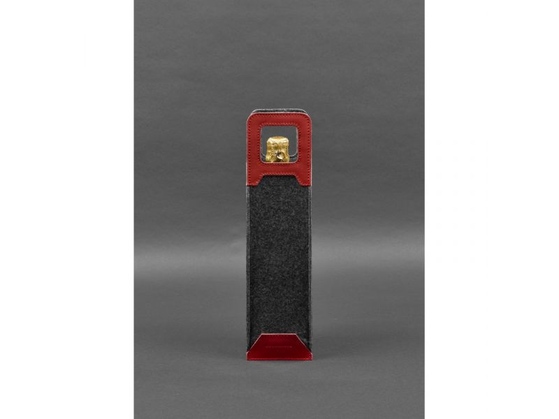 Чехол для вина 1.0 из фетра с кожаными вставками красный Краст, фото 4