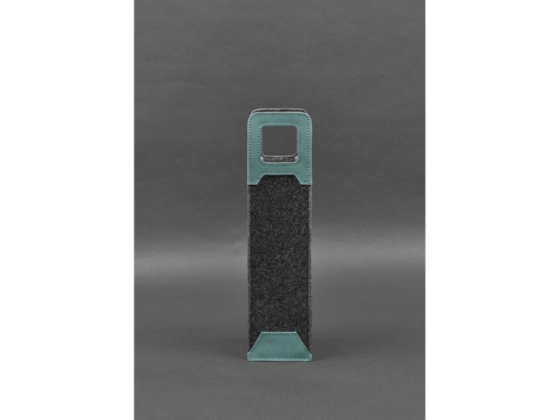 Чехол для вина 1.0 из фетра с кожаными вставками бирюзовый Краст, фото 1