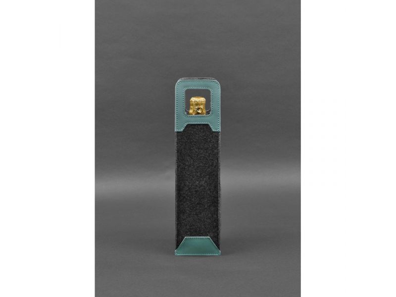 Чехол для вина 1.0 из фетра с кожаными вставками бирюзовый Краст, фото 4