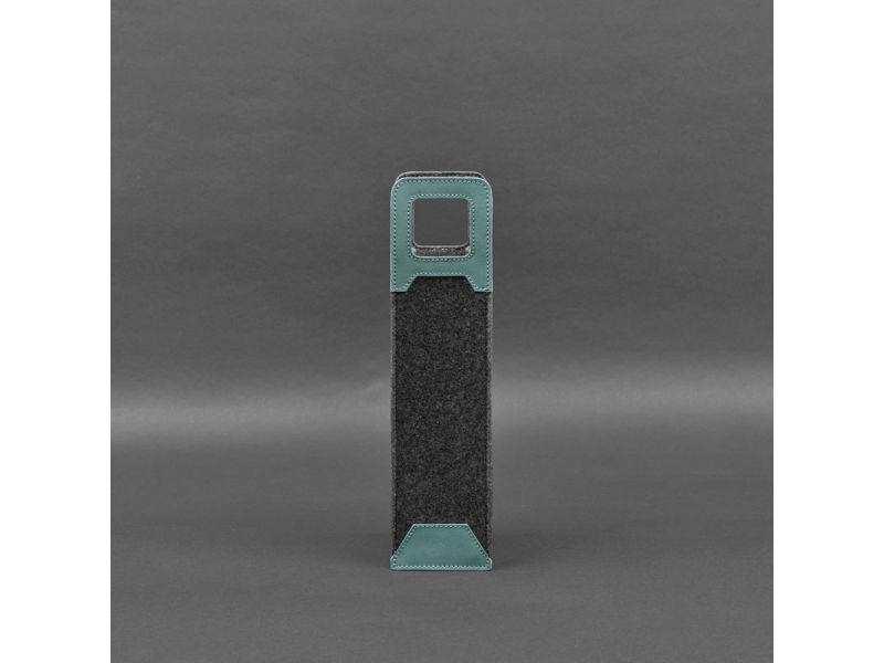 Чехол для вина 1.0 из фетра с кожаными вставками бирюзовый Краст, фото 5