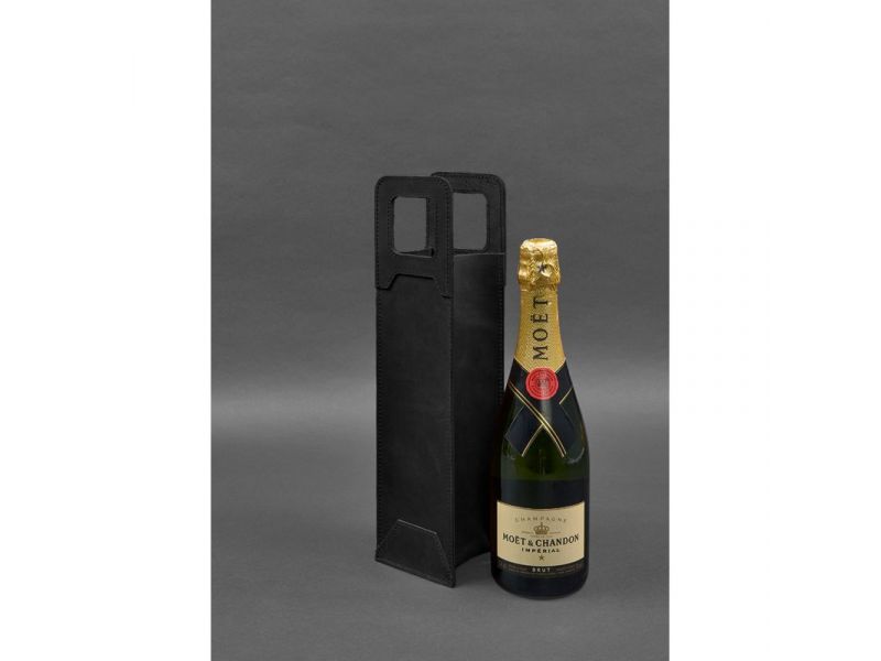 Кожаный чехол для вина 2.0 черный Crazy Horse, фото 2