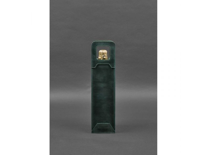 Кожаный чехол для вина 2.0 зеленый Crazy Horse, фото 4