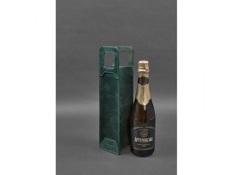 Кожаный чехол для вина 2.0 зеленый Crazy Horse, фото 2