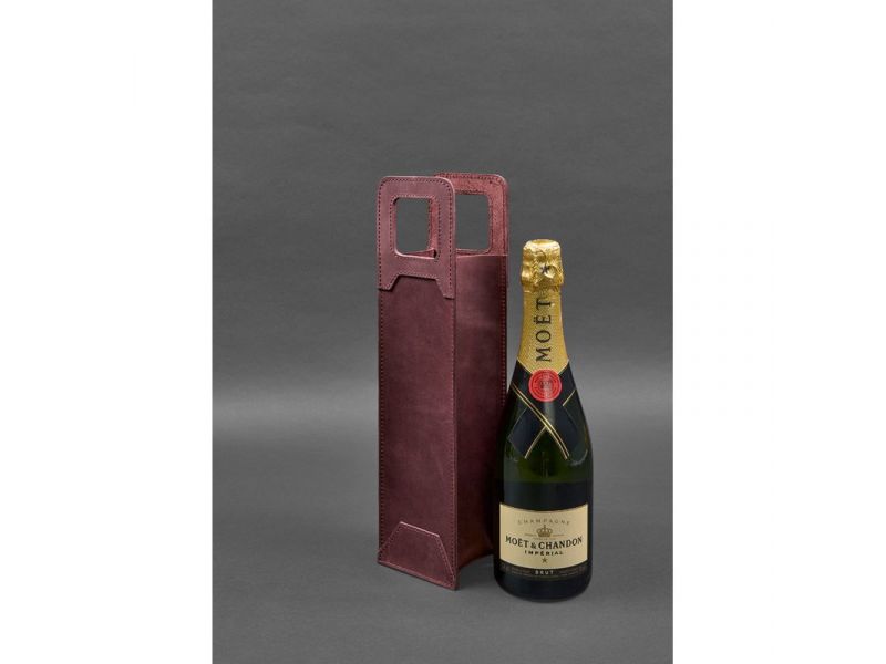 Кожаный чехол для вина 2.0 бордовый Crazy Horse, фото 2